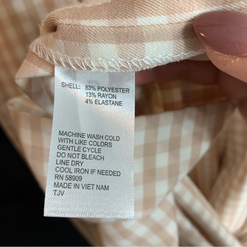 NWT Alex Marie Juliana Linen Wide Leg Jumper in Sand Gingham Print, size 12 - Picture 9 of 13